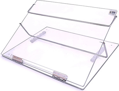 DeskDock 2 Compartments Polystyrene Adjustable Writing Desk (Small Size 15x12 Inches) Easy Reading Desk Portable Laptop Table Top Elevator(Transparents)