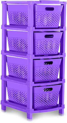 Pinkwhale 4 Compartments Plastic Modular Drawer(Purple)
