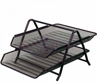 SKYBUCKET 2 Compartments Metal 2 Compartment File Rack(Black)