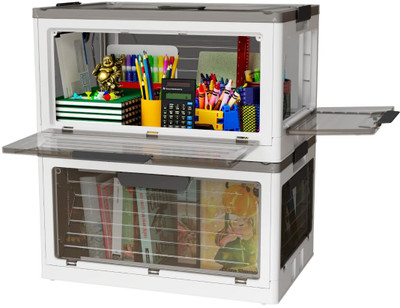 AK10ZONE 2 Compartments Plastic Multipurpose Modular Drawer Storage Rack(White)