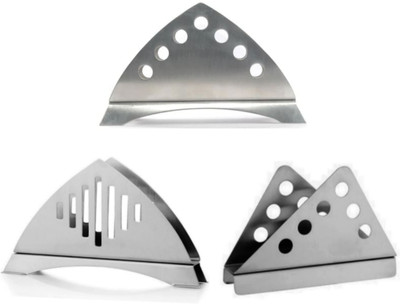 Fably 3 Compartments Stainless Steel 3pc Stainless Steel Napkin Holder set of 3 Super Quality Napkin Stand pack of 3(Silver)