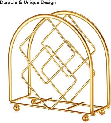 Homely Get Crafty 1 Compartments Iron Napkin Holder(Gold)