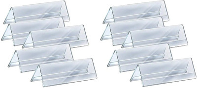 DELITON 2 Compartments Acrylic Acrylic Name Plate Table & Desk Name Plate for Office 2 x 12 Inch Pack of 10(Transparent)