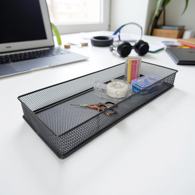 stor 1 Compartments Metal Desk Organiser(Ash Gray)