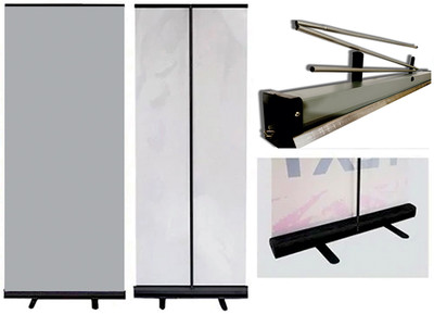BPDESIGNSOLUTION 3 Compartments metal 3x6 Feet Metal Rollup standee For Advertising, Exhibitionn.(Black)
