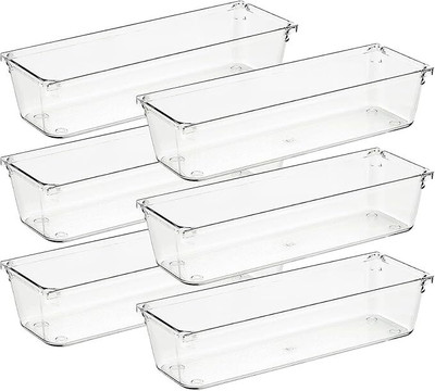 Lifewit 6 Compartments Plastic Drawer Organizer(Clear)