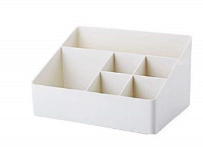 V2H 6 Compartments Plastic Desk Organizer(White)
