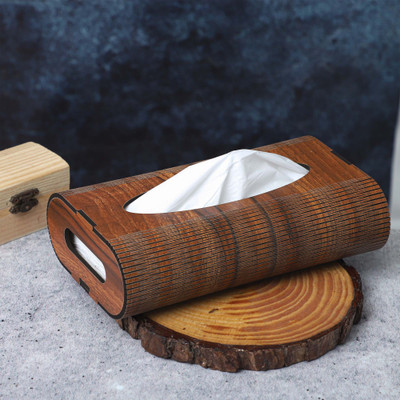 RiotLane 1 Compartments Wooden Tissue Box(Brown)