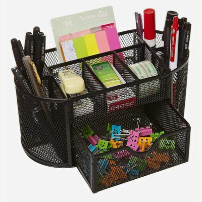 Uniphy 9 Compartments Metal Pen Stand(Black)