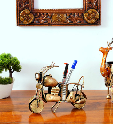 Craft trees 1 Compartments Metal Bike Pen stand(Golden)