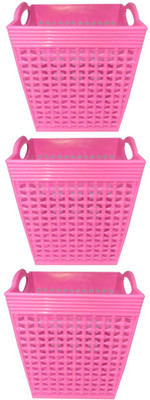 Prateek Kitchenware 1 Compartments Plastic Desk Organizer Basket Storage Box for Bedroom, Office Remote Holder for Table(Pink)