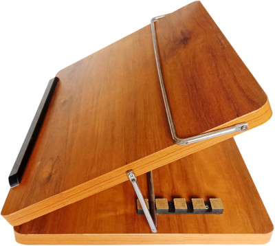 Goodwill Tech 1 Compartments Wooden Height Adjustable Desk Laptop Stand | Writing Pad(Brown Jalebi)