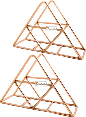 Prisha India Craft 1 Compartments STEEL NAPIN HOLDER SET OF 2(ROSE GOLD)