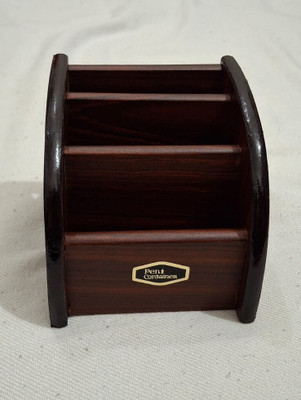 BAKSHEXPORT 3 Compartments Wooden Pen Stand(Brown)