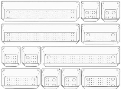 Lifewit 12 Compartments Plastic Drawer Organizer(Clear)