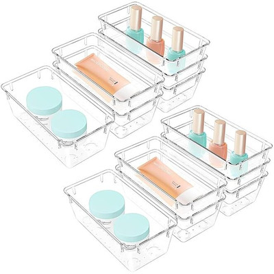 Lifewit 12 Compartments Plastic Drawer Organizer(Clear)