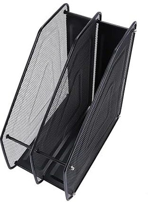 divinezon 2 Compartments Metal 2 layer Metal File Rack(Black)