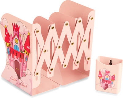 GENZ 3 Compartments Metal Metal Book Shelf(Pink)
