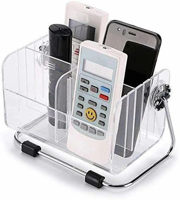 labh 6 Compartments Acrylic Pen Stand(Clear)
