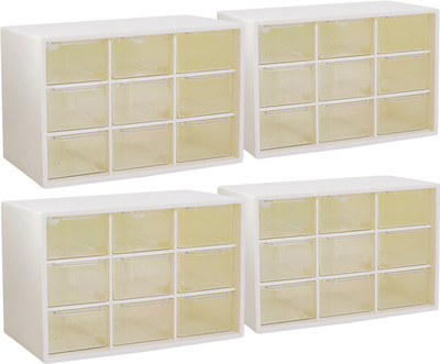 KUBER INDUSTRIES 9 Compartments PP Desk Organizer(White)