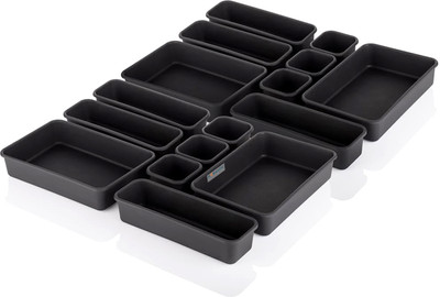 HOMESTIC by Kuber Industries 16 Compartments Acrylic Desk Organizers(Black)
