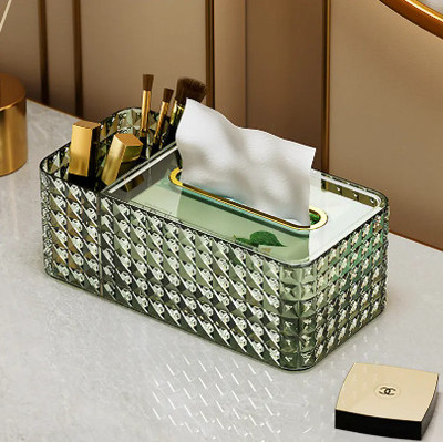MELUDI 2 Compartments Acrylic Tissue Box(Multicolor)