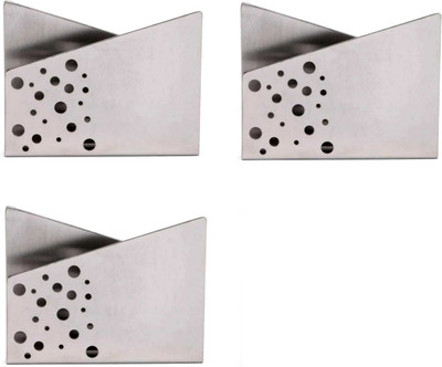 Fably 3 Compartments Stainless Steel 3pcs Tissue Paper Napkin Holder Useful for Office Kitchen Dining Table holder(Silver)