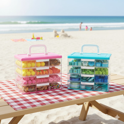 MAXTID 6 Compartments Plastic PP(Pink, Blue)