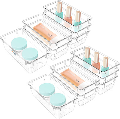 HOMESTIC by Kuber Industries 12 Compartments Acrylic Desk Organizers(Transparent)