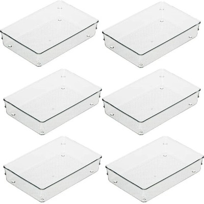 Kepzell 6 Compartments Plastic desk storage holder organizer(Clear)