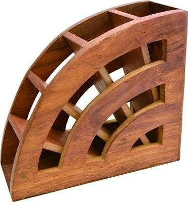 JANMESH ENTERPRISES 5 Compartments Wood Wooden Remote Holder for Living Room | Remote Stand for Sofa Bed Table Office(Brown)