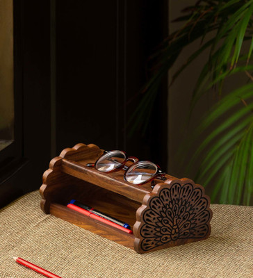 ExclusiveLane 2 Compartments Sheesham Wood Table Organiser(Brown)