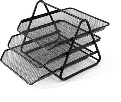 KUBER INDUSTRIES 3 Compartments Iron Office TYPE(Black)