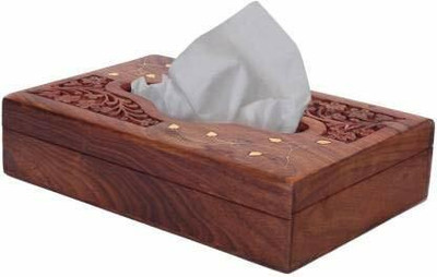 manzees 1 Compartments Rosewood Tissue Holder(Brown)