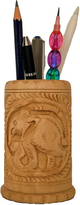 Minicreature 1 Compartments Wood Pen Stand(Brown)