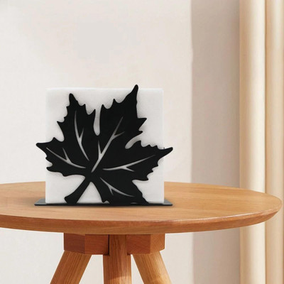 ALMADINAART 1 Compartments iron Maple Leaf Napkin Holder(Black)