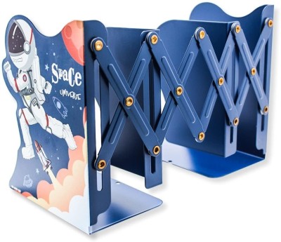 BM RETAIL 3 Compartments Metal 1 Pcs Astronaut Cartoon Expandable Metal Bookcase Adjustable Books Holder(Blue)