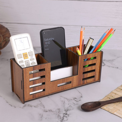 primecode 4 Compartments wooden pen/pencil & visitin Card Holder Stand(wooden)