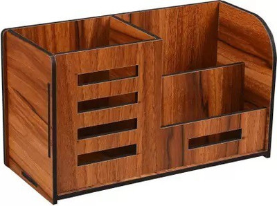 ViaZAID 3 Compartments WOOD DESK(Brown)