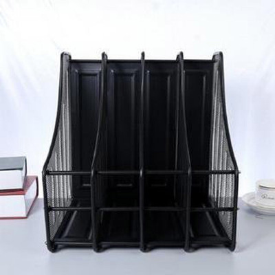SUKHAD 4 Compartments Metal Mesh File Rack(Black)