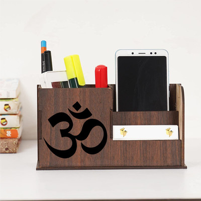 Brothers Creation 3 Compartments Wooden Desk Organizers(Dark Brown)