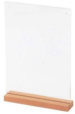 smyalifox 1 Compartments Wooden / Acrylic Manu Stand(Transparent/Clear, Wooden Base Matural)