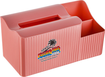 Sukhson India 3 Compartments Polypropelene Tissue Paper Holder(Pink)