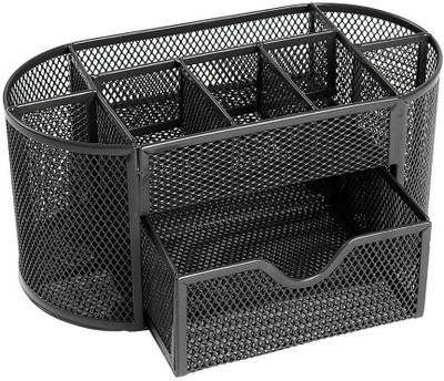 Nexvox 9 Compartments METAL DESK ORGANIZER(Black)