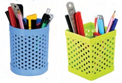 KHYATI 2 Compartments Plastic Pen Stand(Multicolor)