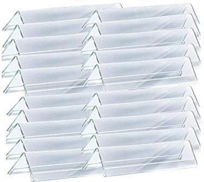 DELITON 2 Compartments Acrylic Acrylic Name Plate Table & Desk Name Plate for Office 2 x 8 Inch Pack of 20(Transparent)