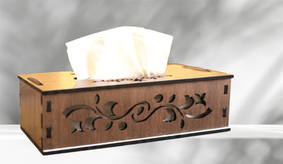 Khon Kraft 1 Compartments MDF Tissue Holder(Brown)