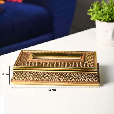 MARKET 99 1 Compartments Plastic Tissue Holder(Gold)