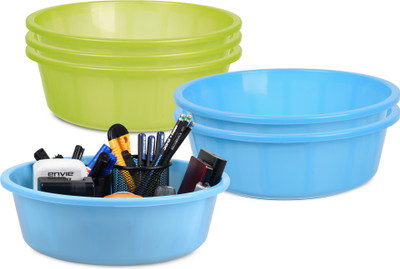 KUBER INDUSTRIES 6 Compartments Plastic Desk Organizer(Green, Blue)