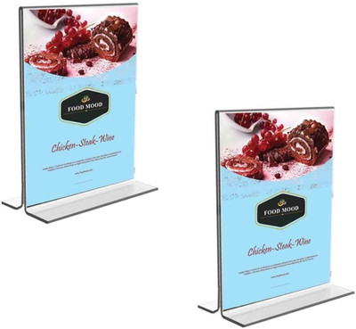 RASPER 1 Compartments A5 Acrylic Display Stand Sign Holder Table Top, Double Side T Shape Clear Acrylic Desktop Display Menu Stand Sign Holders (A5 (8.5x6 Inches) - Pack Of 2 Pcs)(Clear Transparent) RASPER 1 Compartments A5 Acrylic Display Stand Sign Holder Table Top, Double Side T Shape Clear Acrylic Desktop Display Menu Stand Sign Holders (A5 (8.5x6 Inches) - Pack Of 2 Pcs)(Clear Transparent)